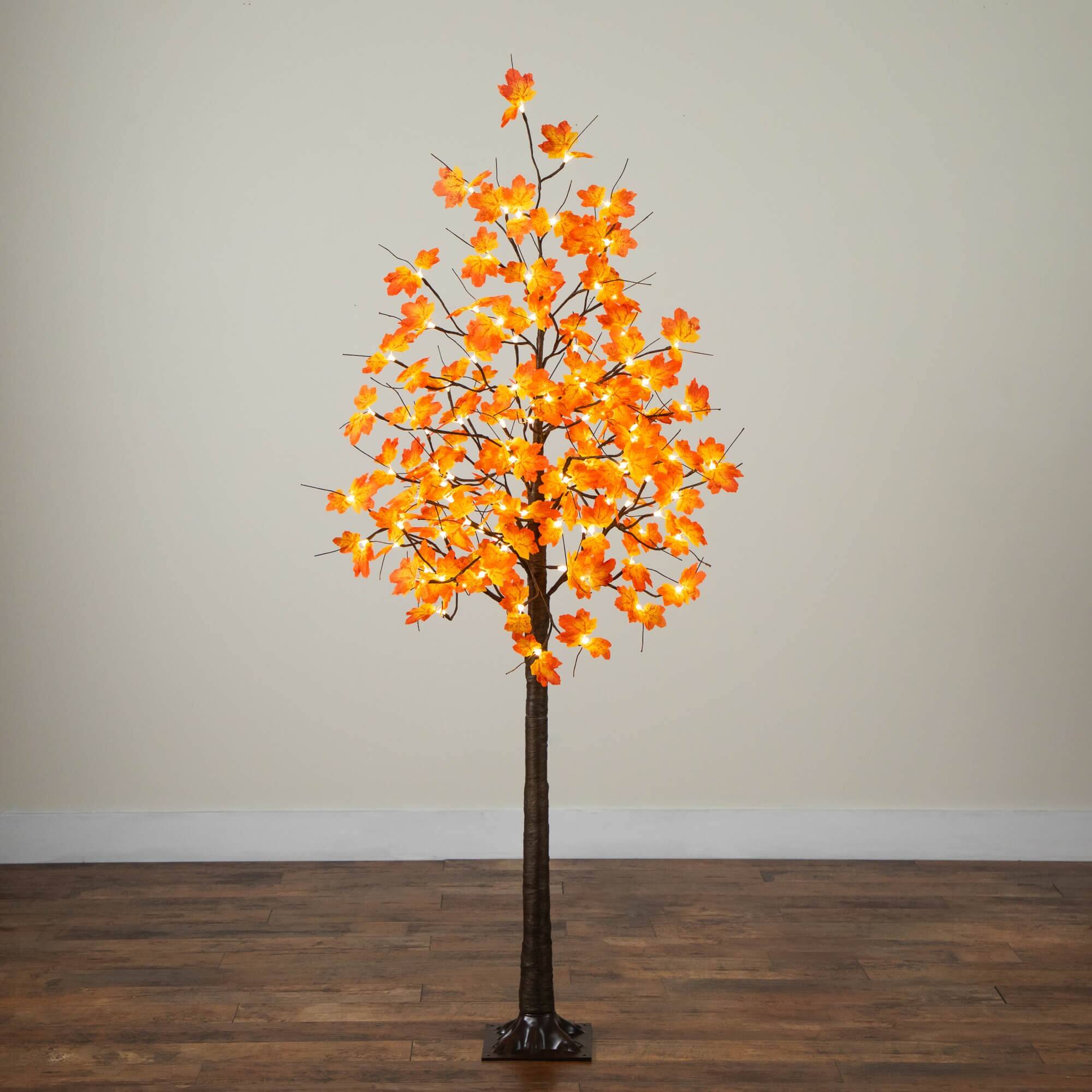 6ft. Pre-Lit Minimalist Autumn Maple Artificial Fall Tree with 120 Warm White LED Lights